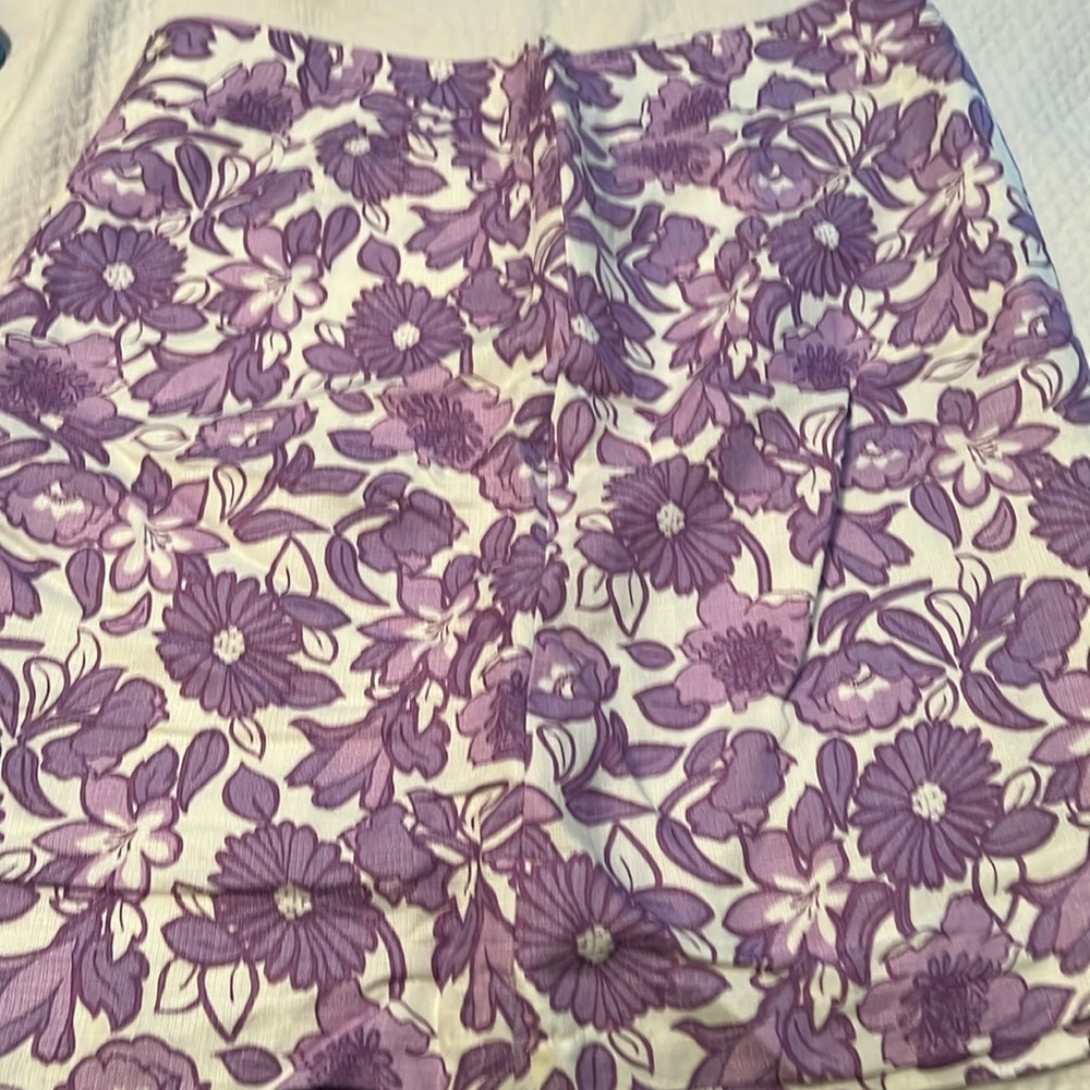 NWT Loft Linen Purple White Floral Pencil Skirt 14